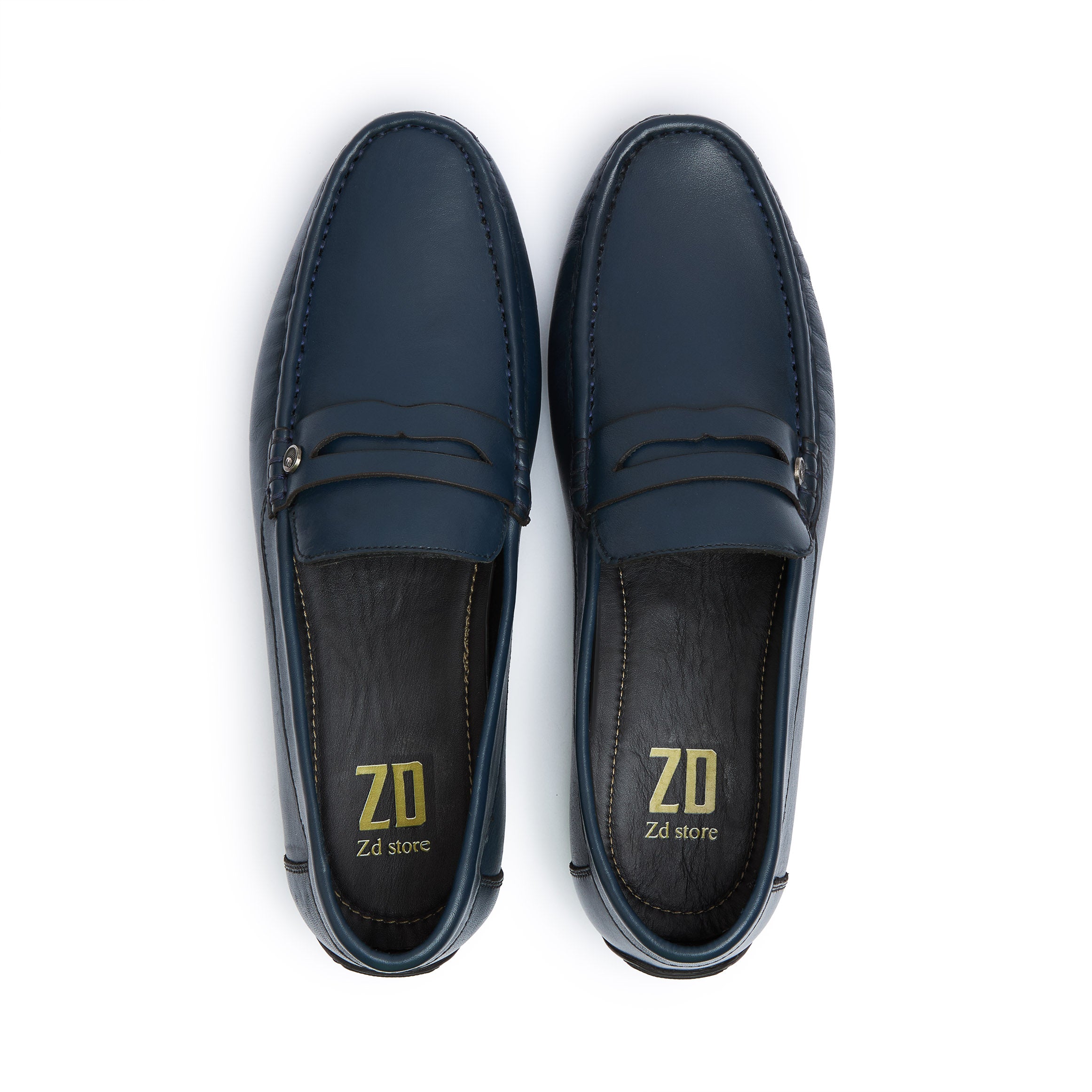Handmade summer shoes ZD \ H 2001 \ leather Navy